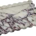 Real Natural Calacatta Viola Marble Tray, Luxury Scalloped Marble Tray, Decorative Rectangle Marble Tray for Vanity Bathroom Kitchen Coffee Table Jewelry Perfume Home Decor