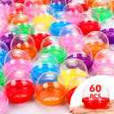 HyDren 60 Pcs 2 Inch Gumball Vending Machine Capsules Empty Round Colored Capsules Balls Plastic Containers Toy for Prizes Party Favors Easter Classroom Exchange Gift(Flat Base)
