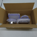 Amazon Basics Leak-Proof Glass Locking Lids Food Storage Containers, 14-Piece Set, 7 Count of Bases and 7 Plastic Lids, Clear, Blue, BPA Free