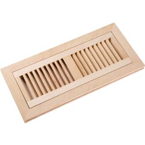 Maple Wood Floor Register Vent, Flush Mount with Frame, 4x12 Inch, Unfinished