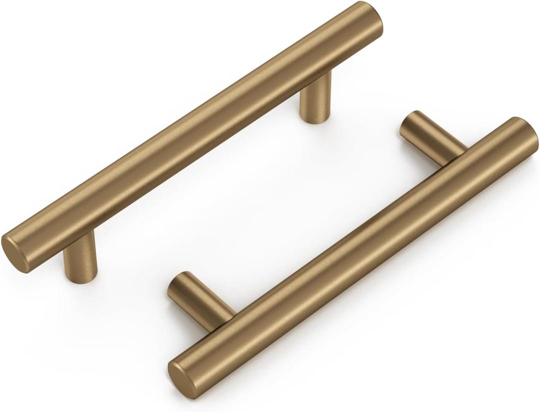 Haliwu 10 Pack Gold Cabinet Handles, Champagne Bronze & Antique Brass Cabinet Pulls, 3-3/4 inch(96mm) Kitchen Drawer Pulls