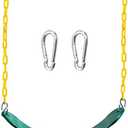TURFEE Heavy Duty Swing Seat Green Color with 66” Chain, Swing Set Accessories Replacement with Snap Hooks for Kids Outdoor Play Playground