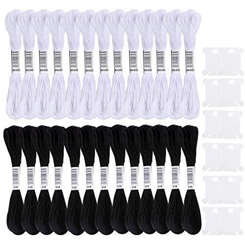 Cldamecy Embroidery Floss,91 Skeins White & 91 Skeins Black Embroidery Threads for Cross Stitch,Friendship Bracelets String,and DIY Art Craft