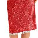 Yousify Womens Sequin Midi Skirts Y2K Elastic High Waisted Lace Trim Sparkly Stretchy Night Out Club Concerts Party Skirt (Red, M)