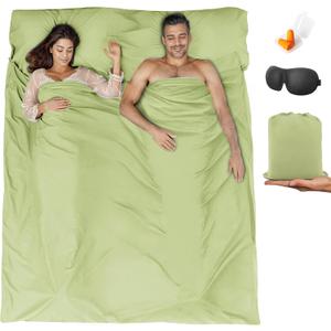 Sleeping Bag Liner,Travel Sheet & Adult Sleep Sack, Camping Sheets Travel Sleep Sack for Backpacking,Hotels & Hostels -Lightweight Single &Double Travel Sheet Camping Sheets, 
82.7"L x 70.9"W