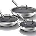 Bielmeier Advanced Nonstick Ceramic Cookware Set - Hybrid Tech, 8,10,12 Inch Frying Pans with Lids, PFAS-Free, Compatible with All Cooktops