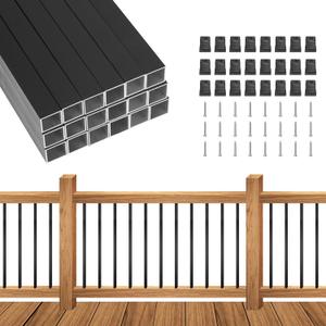 25 Pack 36" x3/4" Black Aluminum Deck Balusters  Square Spindles for Wood & Composite Decks, Railings, Stairs & Porches - Black