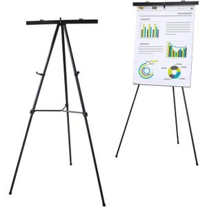 Audio-Visual Direct Lightweight Aluminum Flip-Chart Presentation Easel, Adjustable Height 37"-70", Black
