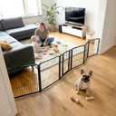 FXW Dog Gate Extra Wide Designed for Indoor Use, Adjustable Width Up to 137-inch Wide (24" H 6 Wire Panels for Puppies and Small Dogs), Black