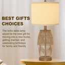 21" Boho Lamps Set of 2 for Bedroom Farmhouse Table Lamps for Living Room Rattan Wicker Rustic Bedside Lamps for Nightstand Vintage Desk Lamp for Home Office End Table Brown (2 Pack)