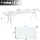 Portable 8Ft Plastic Folding Table, Heavy Duty 8ft Fold-in-Half Table with Carrying Handle, 8' Folding Utility Foldable Table for Picnic Party Camping Kitchen, Indoor/Outdoor (White)