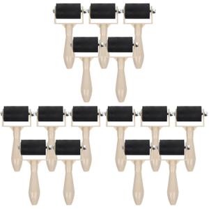 MAGICLULU 15Pcs Small Rubber Brayer Roller for Printmaking - 3.7" Mini Inking Rollers Bulk for Art Crafts, Gelli Plate, Lino Block Printing & Stamping, Professional Inking Brayers for Kids & Adults