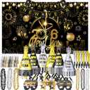 Gueevin 212 Pcs New Year's Eve Party Supplies Kit 2026 for 60 Guests, Including Happy New Year Banner & Backdrop, 30 Blowouts, 30 Squawkers, 30 Horns, 30 Hats, 30 Glasses, 30 Necklaces, 30 Leis