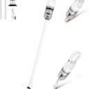 6-in-1 Lightweight Stick Vacuum Cleaner with 100W Powerful Motor, Mini Portable Household Handheld Vacuum Cleaner for Domestic Hard Floors, Carpets and Pet Hair (White Cordless Without Plug)