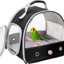 Bird Travel Carrier, Portable Small Bird Parrot Parakeet Carrier with Standing Perch and Soft Mat, Side Access Window Collapsible to Carry and Transport Birds Vet Visit