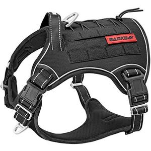 Tactical Dog Harness Large,Military Service Weighted Dog Vest Harness Working Dog MOLLE Vest with Loop Panels,No-Pull Training Harness with Leash Clips for Walking Hiking Hunting(Black,XL)