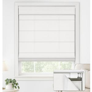 LazBlinds No Drill Roman Shades for Windows, Cordless Light Filtering Window Shades with UV Protection, Polyester Fabric for Bedroom & Living Room, 39" W x 64" H, Off White