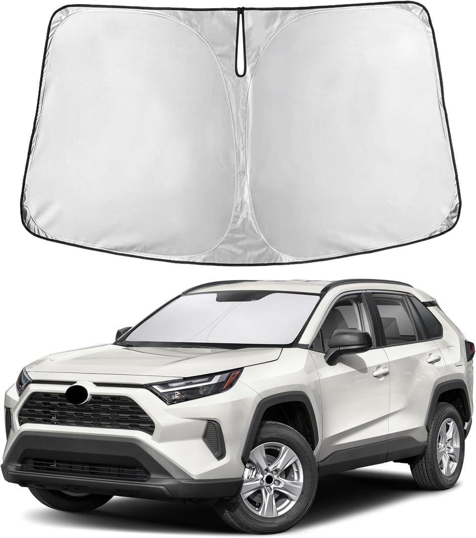 Autovir Windshield Sun Shade Fit for 2019-2024 2025 2026 Toyota RAV4 Sunshade, Front Car Window Shades Sun Visor, Blocks UV Rays & Heat, Car Accessories