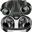 Wireless Earbuds, Bluetooth 5.3 Headphones Sport, Over Ear Buds With ENC Noise Cancelling Mic, 48H, Wireless Earphone With Earhooks, Stereo Deep Bass, IP7 Waterproof Headset for Workout Running, Black