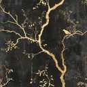 LaiTique Black and Gold Wallpaper – Tree Peel and Stick Wallpaper, Self-Adhesive Vinyl with Elegant Branch and Bird Design for Luxe or Art Deco Decor, 17.7in x 118in