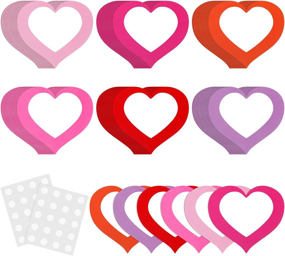 Jetec 108 Pcs Valentine's Day Heart Cutouts 5 Inches Valentines Bulletin Board Decorations DIY Paper Heart Die Cut for Classroom Decor School Wall Crafts Holiday Party Supply(Open Heart)