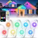 Permanent Outdoor Lights Smart RGB+IC Eave Lights with Remote APP Control, DIY LED Color Individual, White & Colorful Christmas String Light, IP68 Waterproof for House Outside Decor