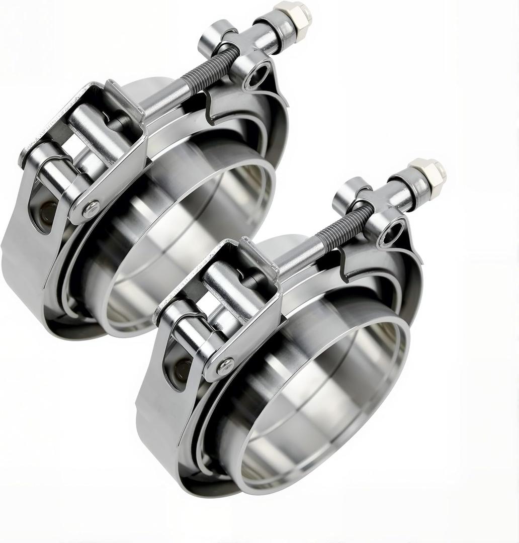 ROADFORMER 2.75 inch V Band Clamp - 2 sets of Quick Release V band Exhaust Clamp Stainless Steel with Flanges for Automotive exhaust system, turbocharger, downpipe and mufflers (2.75" - 2 Pack)