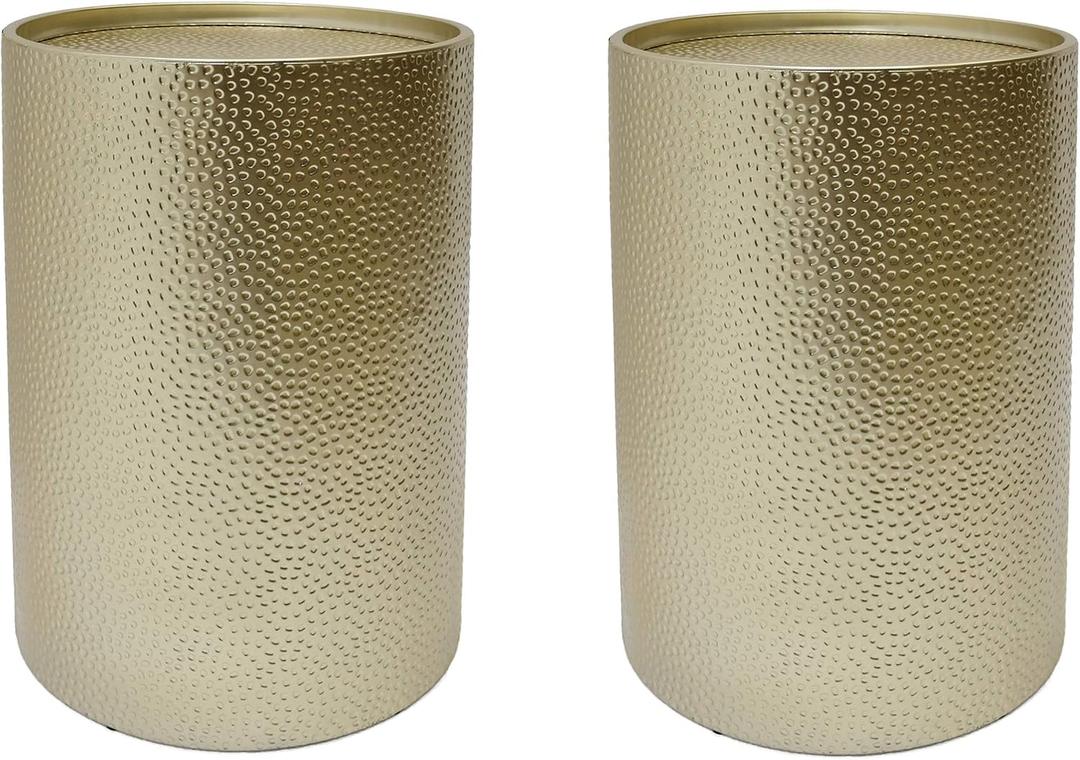 Christopher Knight Home Kaylee Modern Round Hammered Iron Accent Table (2 Pack) -Gold, 16. 00 L x 16. 00 W x 22. 25 H
