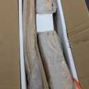 Rattan Counter Height Bar Stools Count of 2, Upholstered Farmhouse Barstools with Natural Rattan Back, Wooden Legs for Kitchen Island, Natural/Linen,2 Box