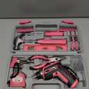 Hi-Spec 35-Piece Tool Kit with 3.6V USB Small Electric Screwdiver Set, Pink Drill Set for Women, Tool Kit for Home