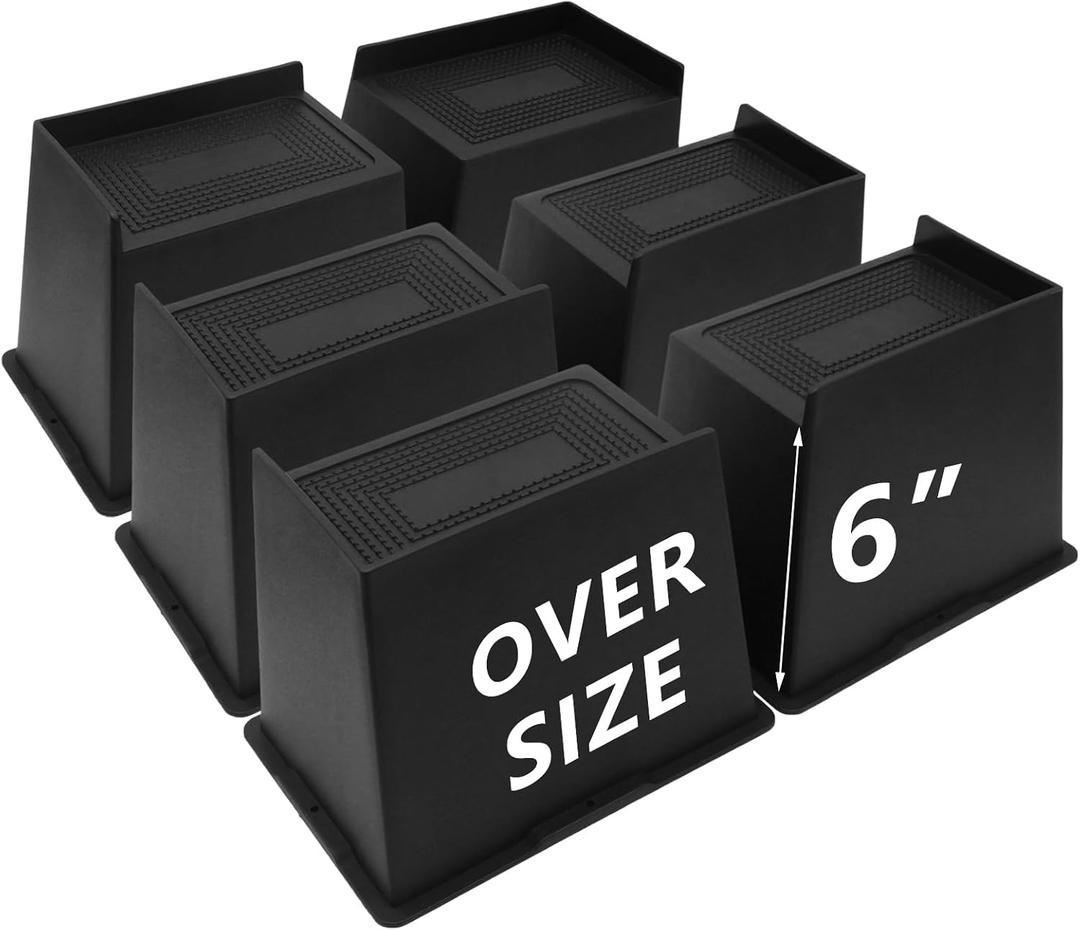 6 Pack Bed Risers 6 inch Heavy Duty, Oversized Furniture Risers, Extra Wide Bed Lifts Risers for Table, Sofa, Dorm Twin XL, Couch, Desk, Bed Frame Risers Supports Up to 6,500 Lbs