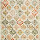 GarveeHome Boho Floral Checkerboard Washable Area Rug, Rug for Bedroom Living Room, Non-Slip Oriental Accent Throw Carpet for Kitchen Office Entryway Bathroom Office Orange 10 * 13 ft(305 * 396 cm)