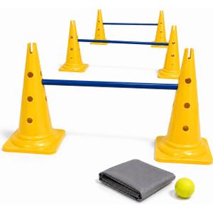 Dog Agility Equipment, 20-Inch Hurdle Set, 10.6 oz Weighted Cones