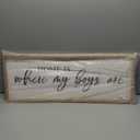 Home Is Where My Boys Are Wood Plaque Sign - 40 x15 Inch Rustic Wall Art for Living Room, Bedroom, Farmhouse Wall Decoration, Ready to Hang Family Decor