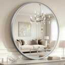USHOWER Round Bathroom Mirror 36 Inch Nickel Circle Mirror Over Sink Vanity