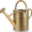 1 Gallon Watering Can for Plants, Watering Cans for Indoor&Outdoor Gardening, Galvanized Steel Watering Pot with Removable Spout, Metal Water Can with Ergonomic Movable Handle(Gold)