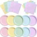 CMUSKO Pastel Party Decorations - 60Pcs Rainbow Plates and Napkins Unicorn Colorful Tableware for Girl Birthday,Baby Shower,Wedding (Serves 20)