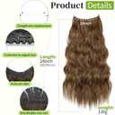 2 x KooKaStyle Invisible Wire Hair Extensions with Transparent Wire Headband Adjustable Size 4 Secure Clips Long Wavy Hairpiece 24 Inch 10/12B#COCOA# for Women