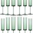 12 Pack Acrylic Dark Green Wine Glasses Green champagne glasses Champagne Flutes Sparkling Wine Glasses Wine Goblets Wedding Glassware Set Drinkware Glasses for Wedding Bar Celebration Baby Shower