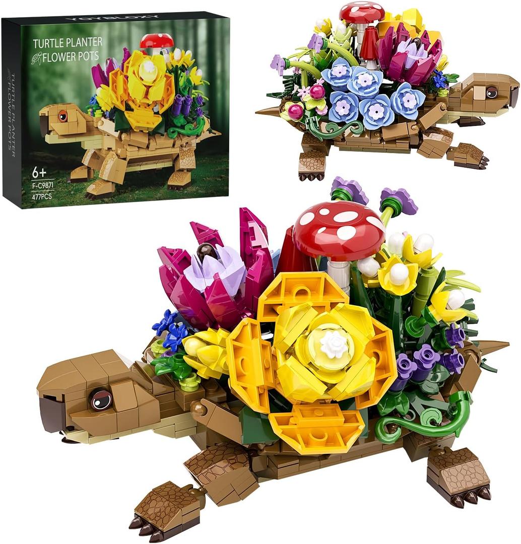 Sea Turtle Succulent Planter Building Set, Compatible with Lego Turtle Flowers Pot Building Kit, Animals Botanical Collection Blocks Toys, for 6+ Girls, Women, Home Plants Decor, Gifts