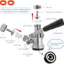Keg Coupler for Sankey D System Beer Keg Tap Dispenser-304 Stainless Steel Probe, Beer Kegerator Tap D-Type Sankey Keg Coupler fit for I.D1/4", 3/16" Draft Beer Line & 5/16'' Gas Line with Hose Clamps