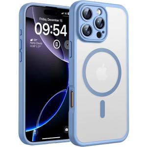 TOCOL for iPhone 16 Pro Max Phone Case Compatible with Magsafe Full Camera Protection Drop Protection Magnetic Translucent Matte Back Bumper Phone Case for 16 Pro Max 6.9-Inch (Light Blue)