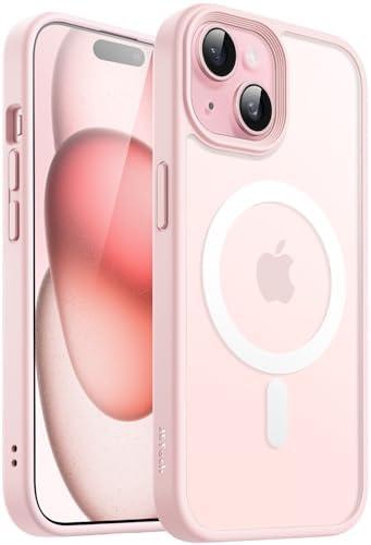 JETech Matte Case for iPhone 15 Plus 6.7-Inch, Shockproof Military Grade Drop Protection, Frosted Translucent Back Phone Cover, Anti-Fingerprint (Pink)