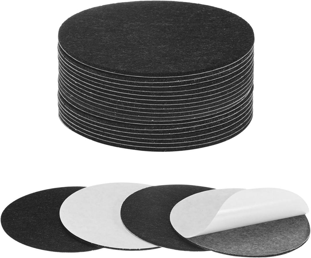 20-Pack Lamp Base Felt, 4.5 Inch Dia. 2mm Thick Self Adhesive Round Fabric Felt Pads for Lamp/Furniture/DIY, Non-Slip Fiber Backed Patch Circles with Adhesive Backing [Black]
