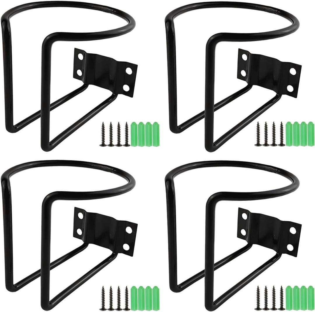 TIHOOD 4PCS Boat Ring Cup Holder Stainless Steel, Wall Mounted Cup Drink Holders for Boat, Universal Cup Holders for Marine, Yacht, Truck, RV, Trailer, Installs on Walls and Rails