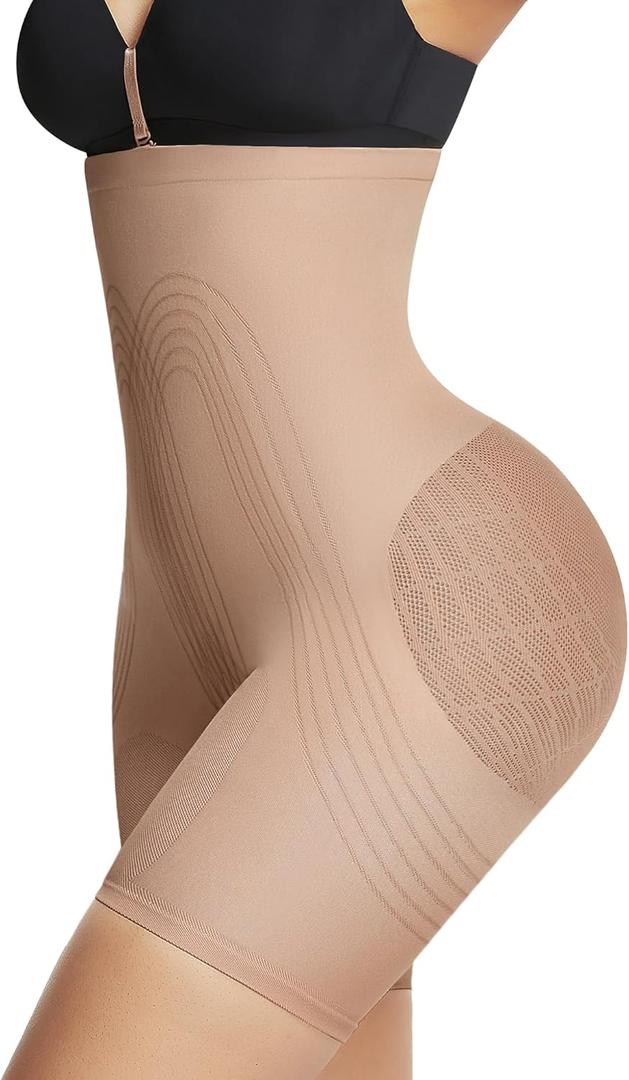 FeelinGirl Butt Lifting Shapewear Body Shaper for Women Tummy Control Shorts High Waist (XS-S, Beige)