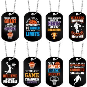 Moukeren 24 Pcs Motivational Dog Tag Necklaces Acrylic Dog Tags with Metal Beaded Chain Encouraging Cheerleaders Gifts for Team Favors