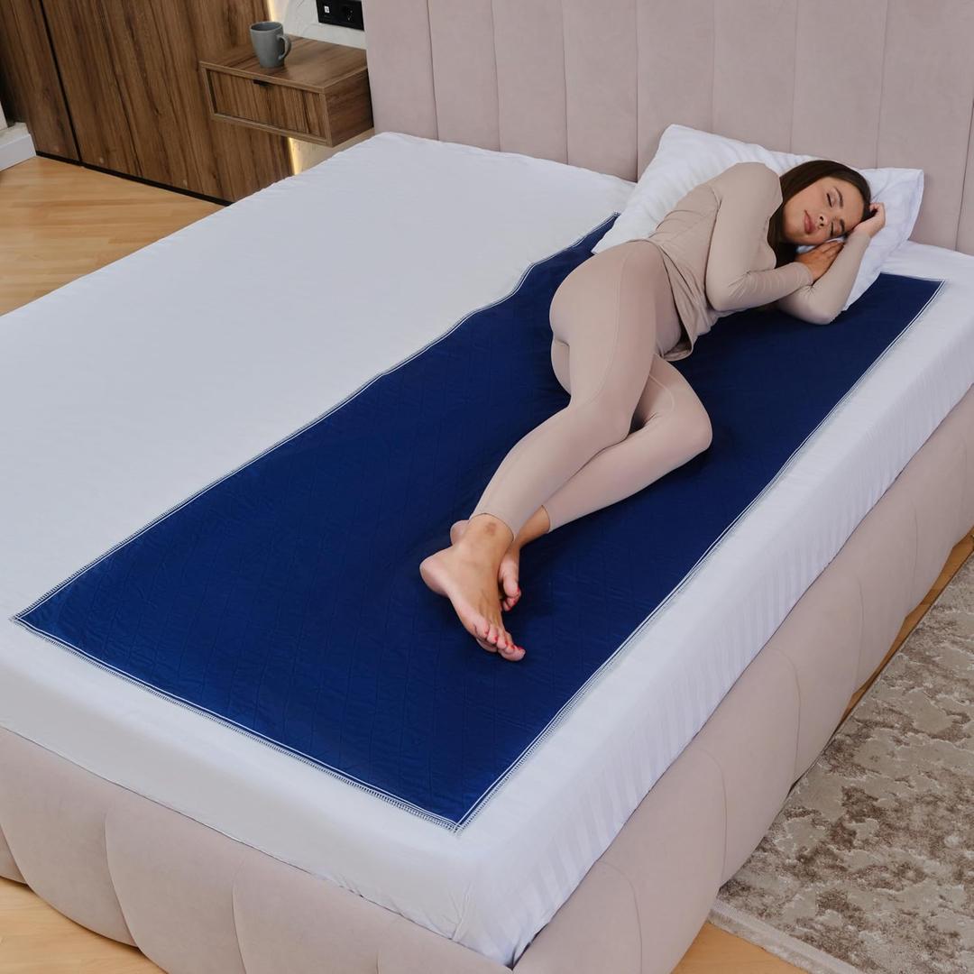 Inspire Waterproof Washable Mattress Pad, Quilted and Dark Colored to Hide Stains, Oversized 34"x 72" Adults and Kids Reusable Underpad for Incontinence