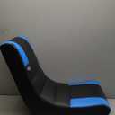 The Crew Furniture Kids & Teens Riptide Video Rocker Gaming Chair  Lightweight Ergonomic Floor Rocker in Black and Blue with Easy-Clean Faux Leather