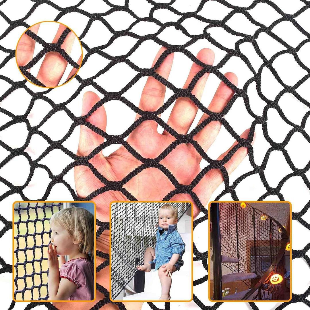 Balcony Netting for PetsApartmentStairTrampolinePlaygroundChild Safety Rope NetDriveway Net for Kids SafetyBaseball Softball Net Sports Netting (3.3ft6.6ft, Black)